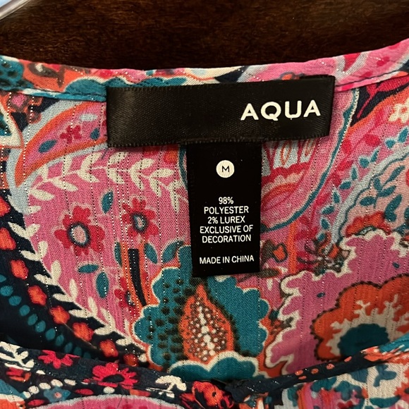 Aqua multi color loose top,lured decor,size M,like new,excellent condition. - Picture 5 of 5
